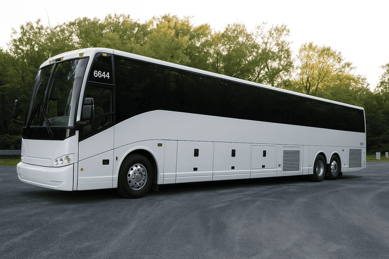 exterior of Charter Bus Rental Pomona coach bus